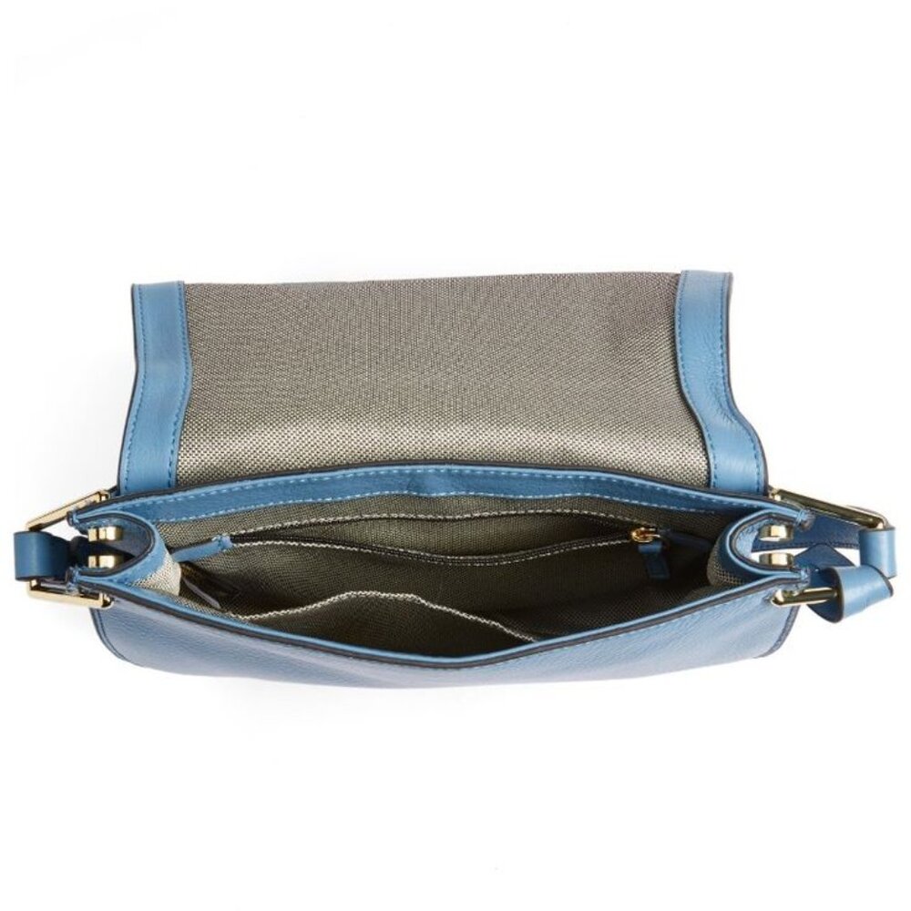 Vince Camuto “Ancel Suede Crossbody Bag” Icy Blue Boho Saddle Bag - Picture 13 of 14